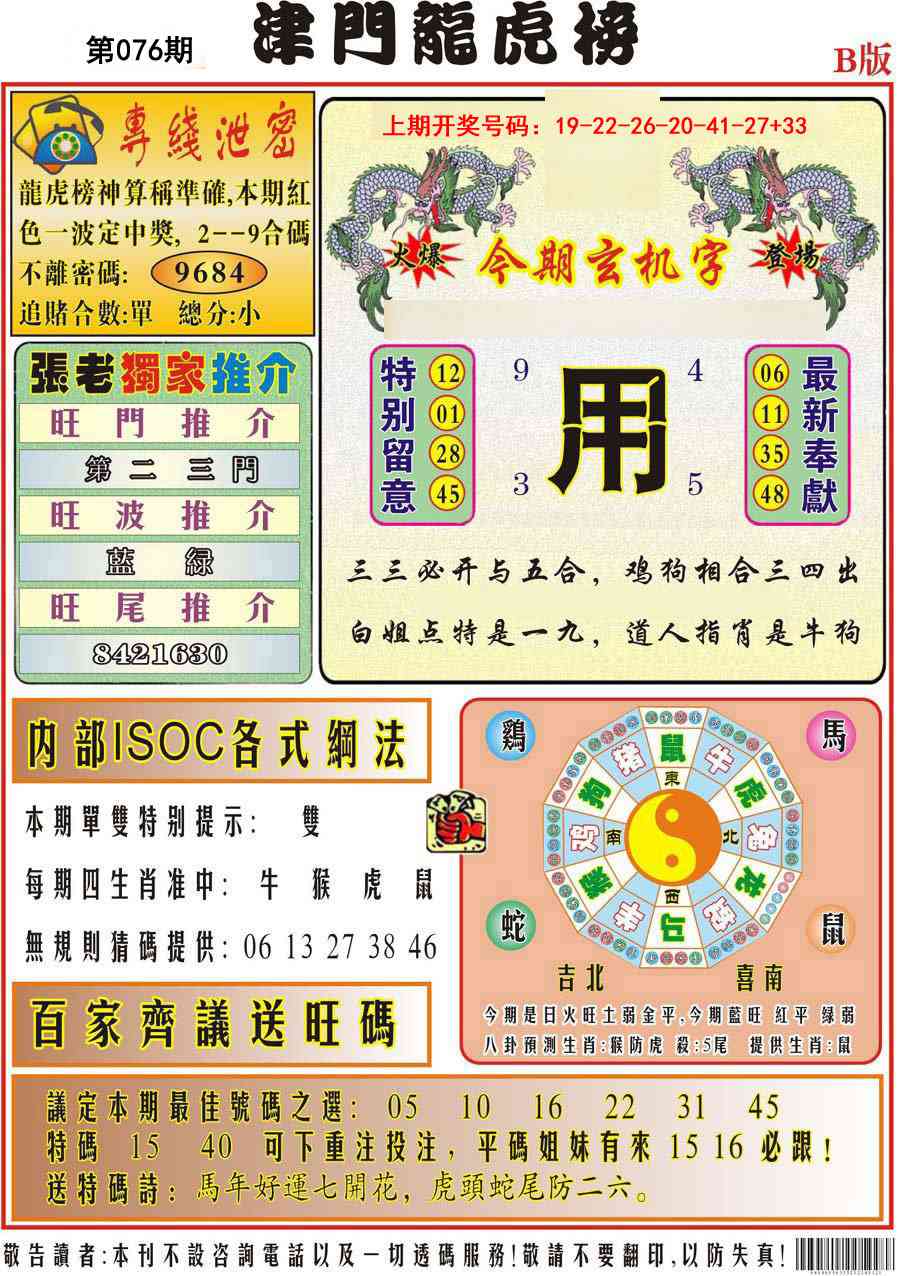 076期津门龙虎榜B[图]